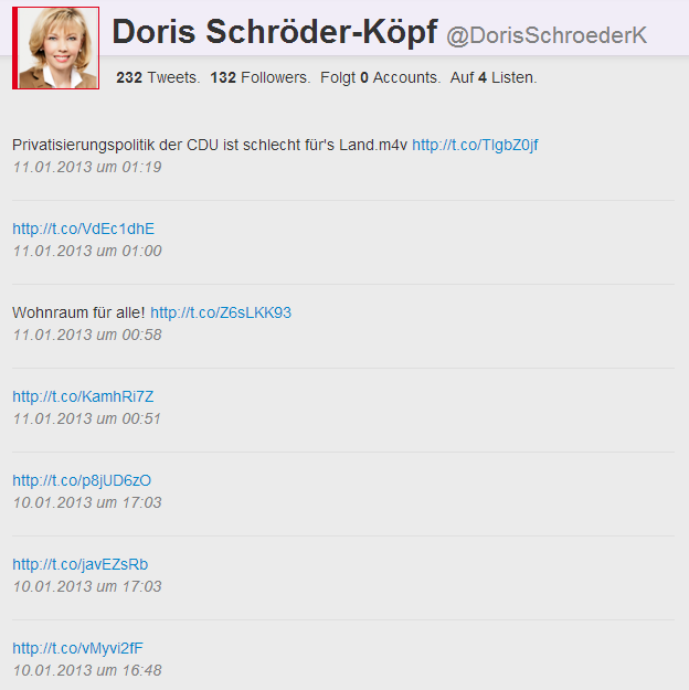 Tweets von Doris Schröder-Köpf